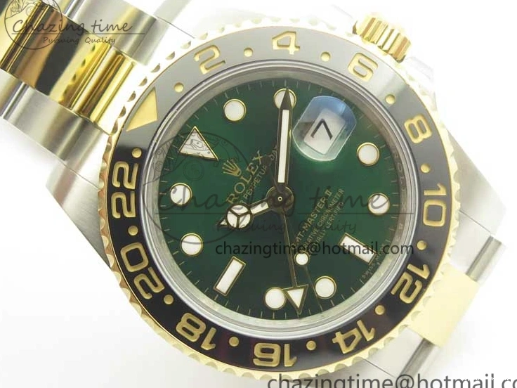 0504 GMT Master II 116713 GMF 904L Steel Edition Green Dial on SS YG Bracelet A Lightweight 3386